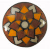 Grand Bouton de tiroirs en faience Marron et Orange