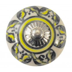 Boutons de tiroirs en faience noir et jaune
