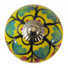 Boutons de tiroirs en faience jaune jaune et vert