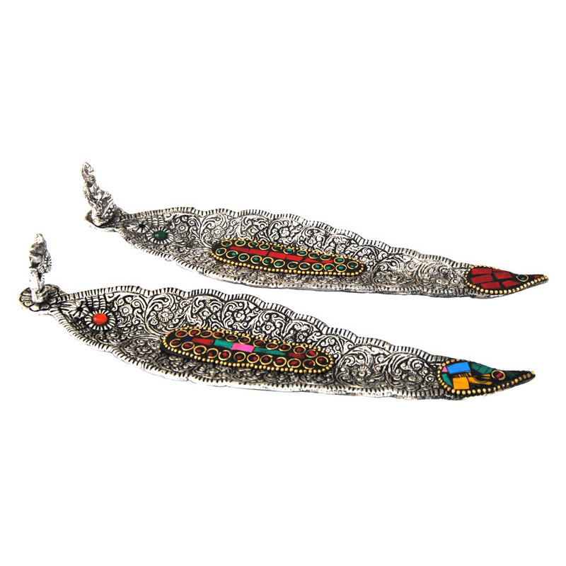 Porte encens metal avec mosaique et statuette