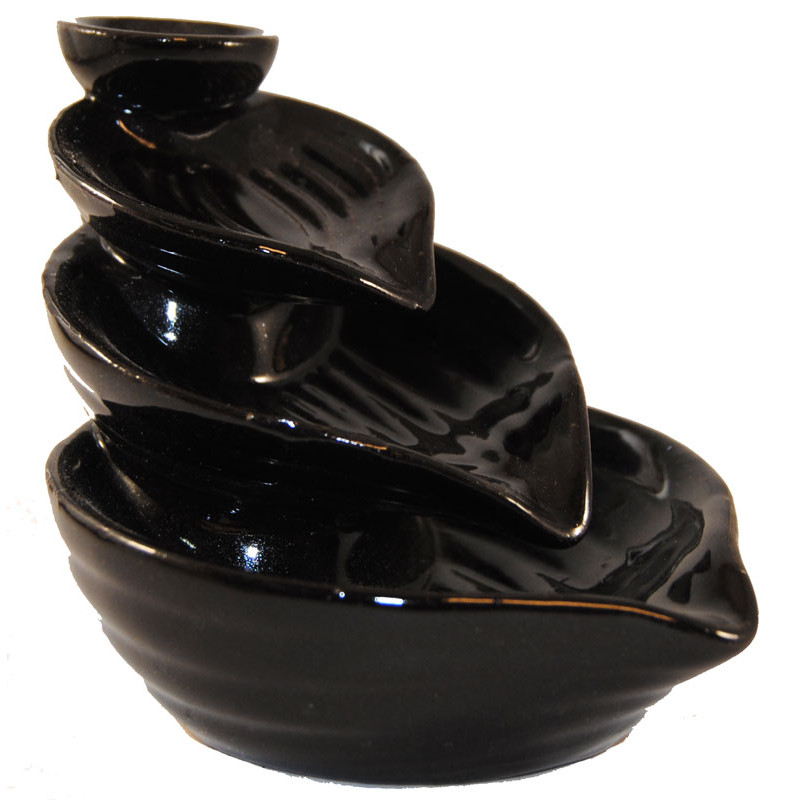 Porte encens a reflux en ceramique feuille