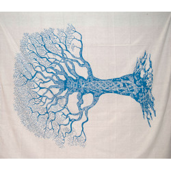 TENTURE ARBRE DES DRUIDES BLANCHE ET BLEUE