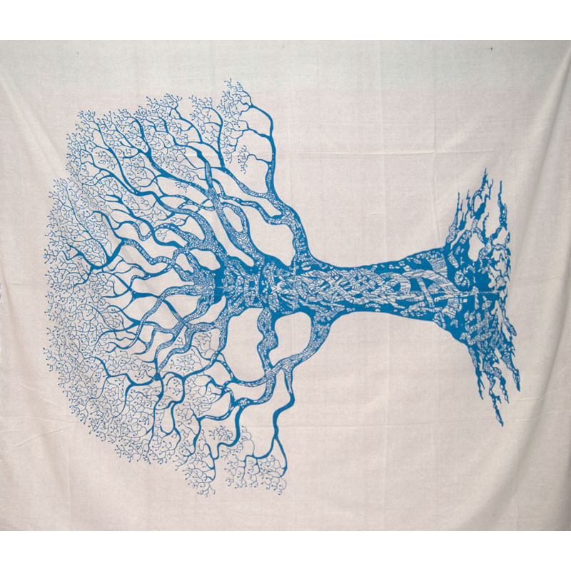 TENTURE ARBRE DES DRUIDES BLANCHE ET BLEUE
