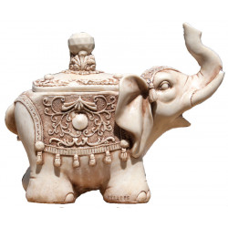 Statuette elephant avec un couvercle en resine