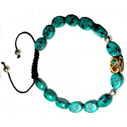 Bracelet nepalais turquoise perle rouge et turquoise 8mm