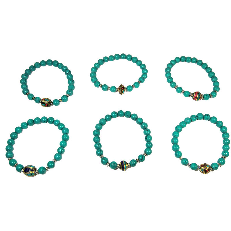 Bracelet nepalais turquoise 8mm