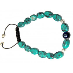Bracelet nepalais turquoise oeil grec 8mm