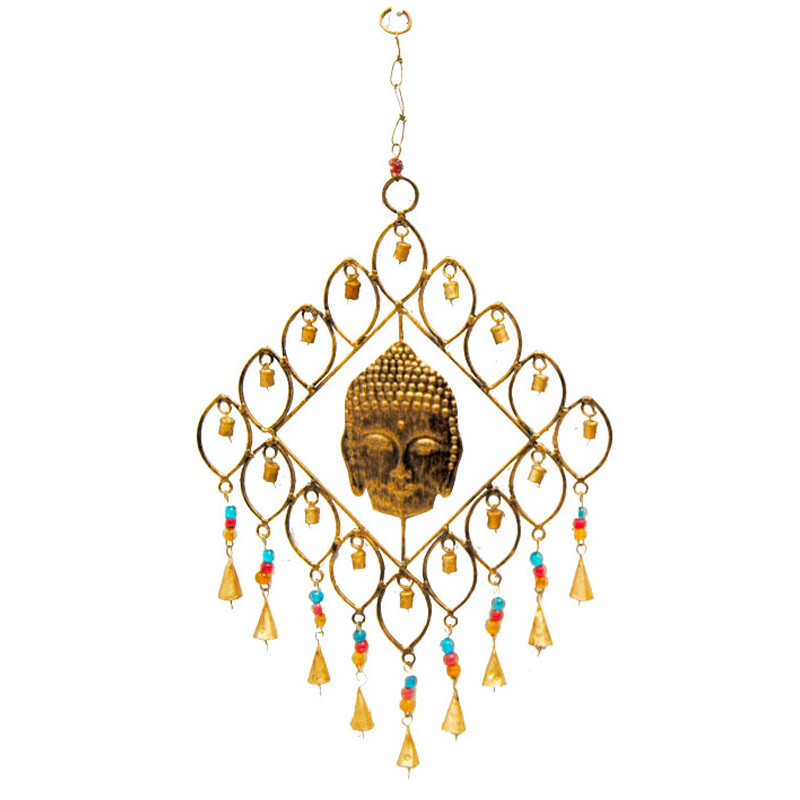 Mobile Tete de Buddha avec clochettes dore