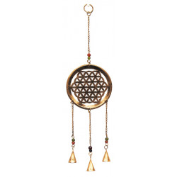 Mobile fleur de vie dore avec clochettes et perles