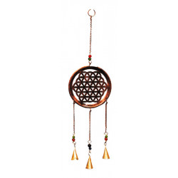 Mobile fleur de vie cuivre avec clochettes et perles