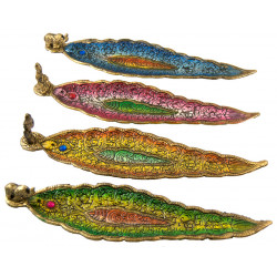 Porte encens metal couleur avec statuette