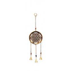 Petit mobile fleur de vie dore avec clochettes et perles