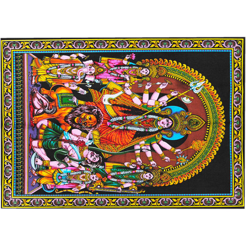 Mini tenture fluo Durga  (100cm x 75 cm)
