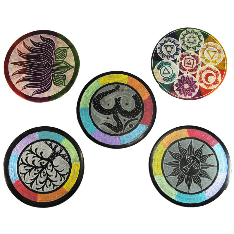 Porte encens rond en pierre colore