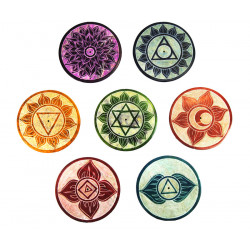 Porte encens rond en pierre colores 7 chakras (diametre 8 cm)