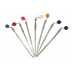 Pique a cheveux en metal et deco perles
