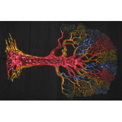 Mini tenture arbre de vie multicolore sur fond noir