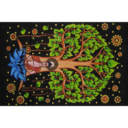 Mini tenture arbre de vie et boudha sur fond noir