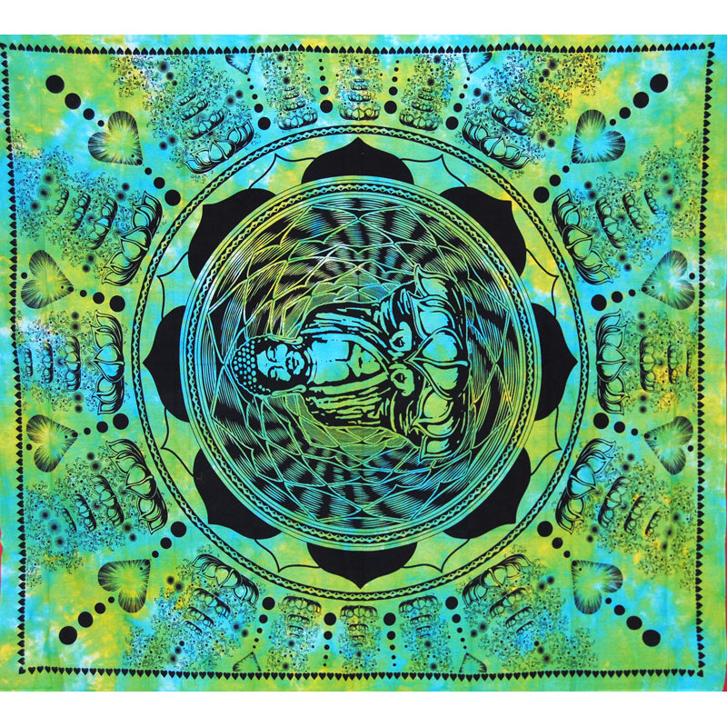 TENTURE BUDDHA LOVE FLOWER BLEU ET VERT