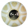 Boutons de tiroirs en faience blanc et beige motif coeur
