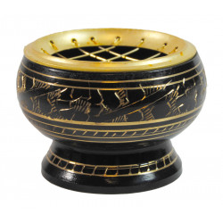 Porte encens grain en metal grave