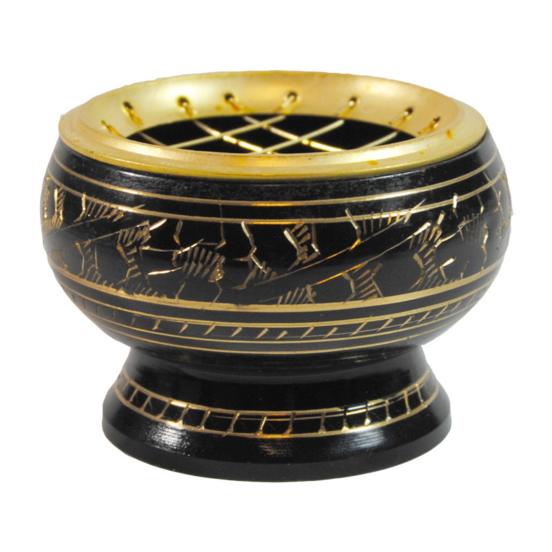 Porte encens grain en metal grave