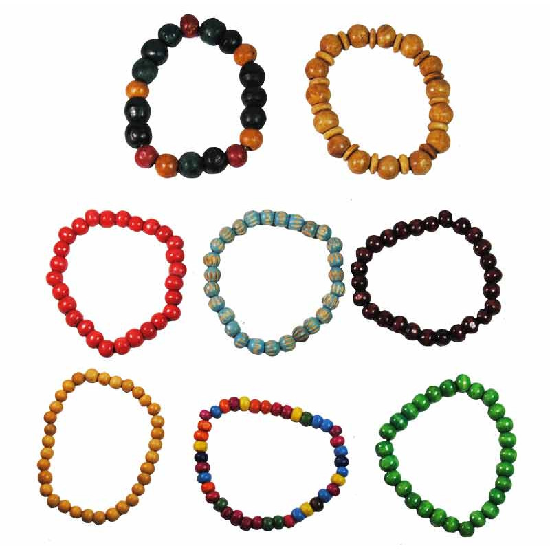 Bracelet bois couleurs tailles variees