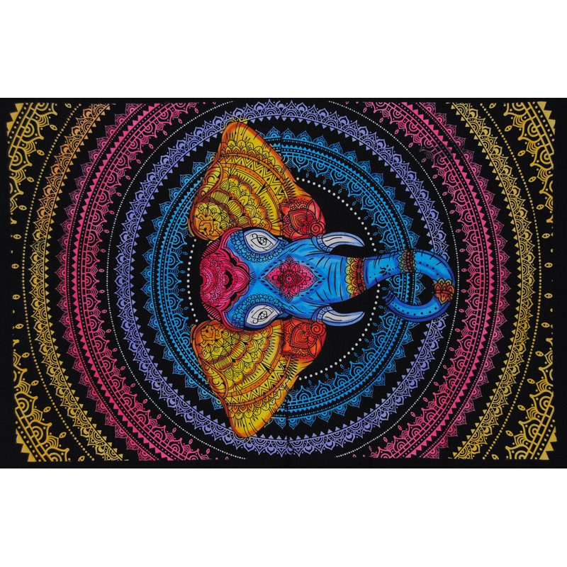 PETITE TENTURE TETE D'ELEPHANT MULTICOLORE