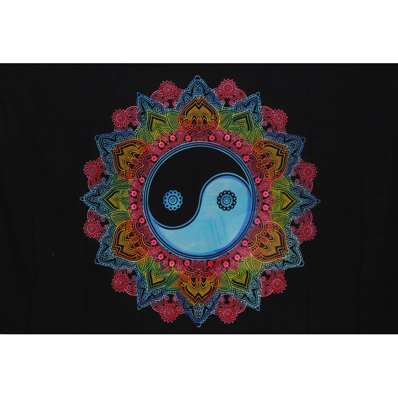 PETITE TENTURE YIN YANG MULTICOLOR SUR FOND NOIR
