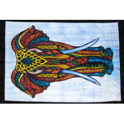 PETITE TENTURE ELEPHANT COLORE SUR FOND BLANC