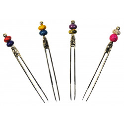 Pique a cheveux double metal et perles