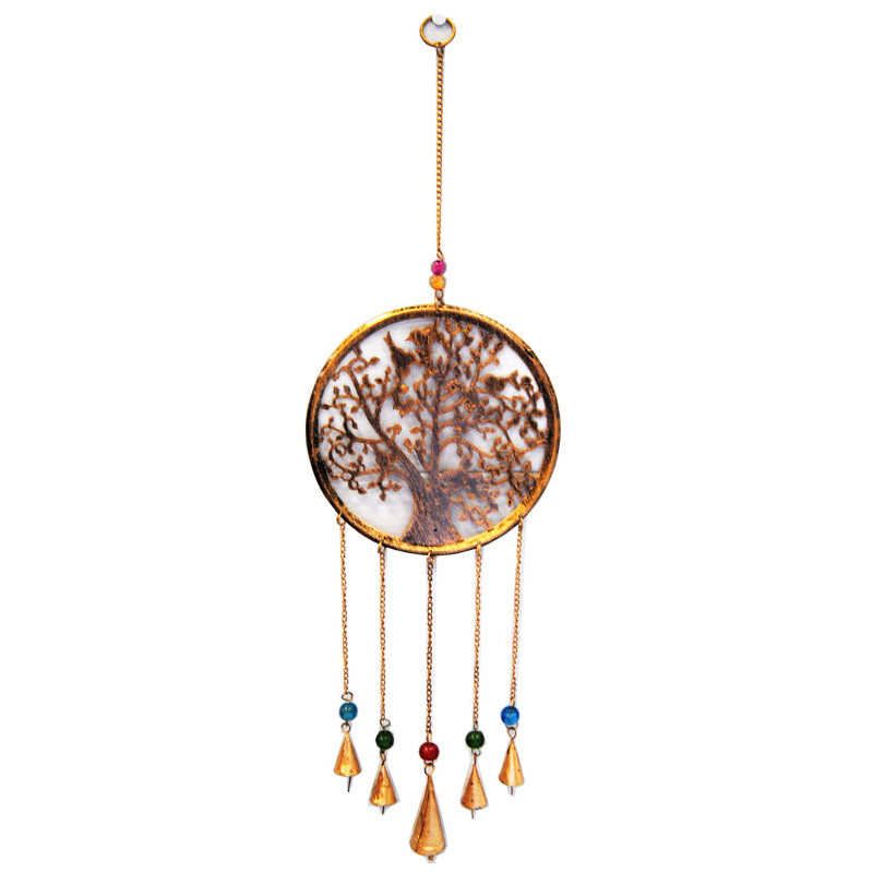 Mobile arbre de vie dore avec clochettes