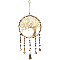 Mobile arbre de vie dore avec clochettes