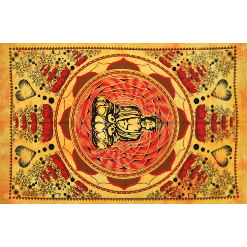 Mini tenture bouddha love flower jaune (110 cm X 70 cm)