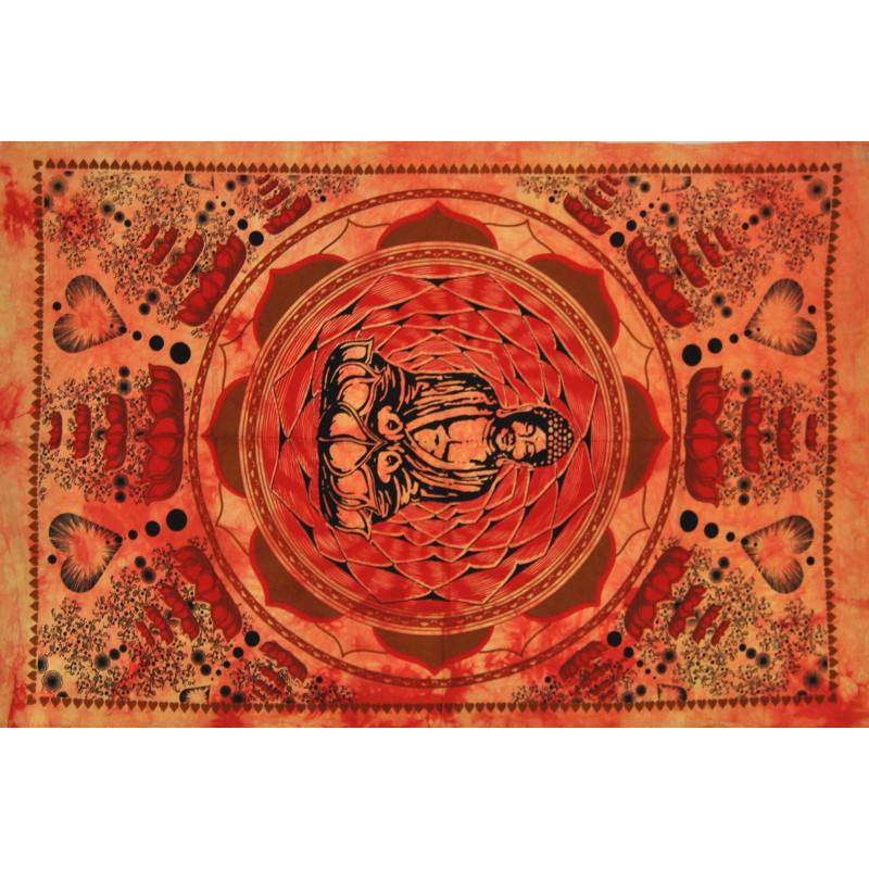 Mini tenture bouddha love flower orange (110 cm X 70 cm)
