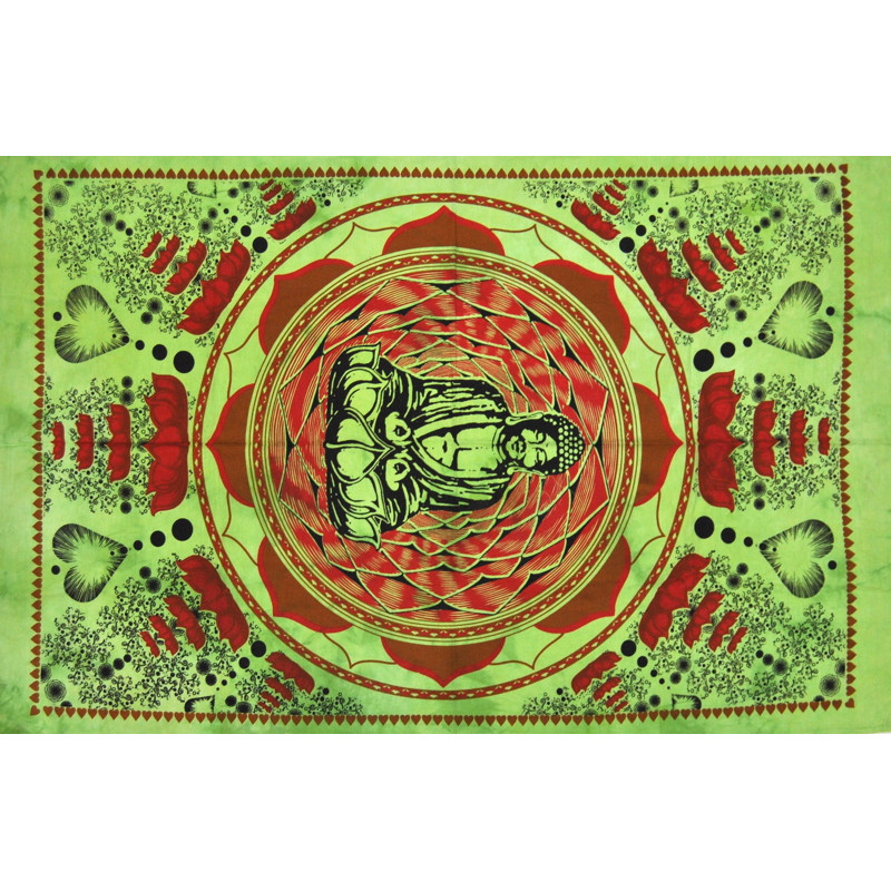 Mini tenture bouddha love flower vert (110 cm X 70 cm)