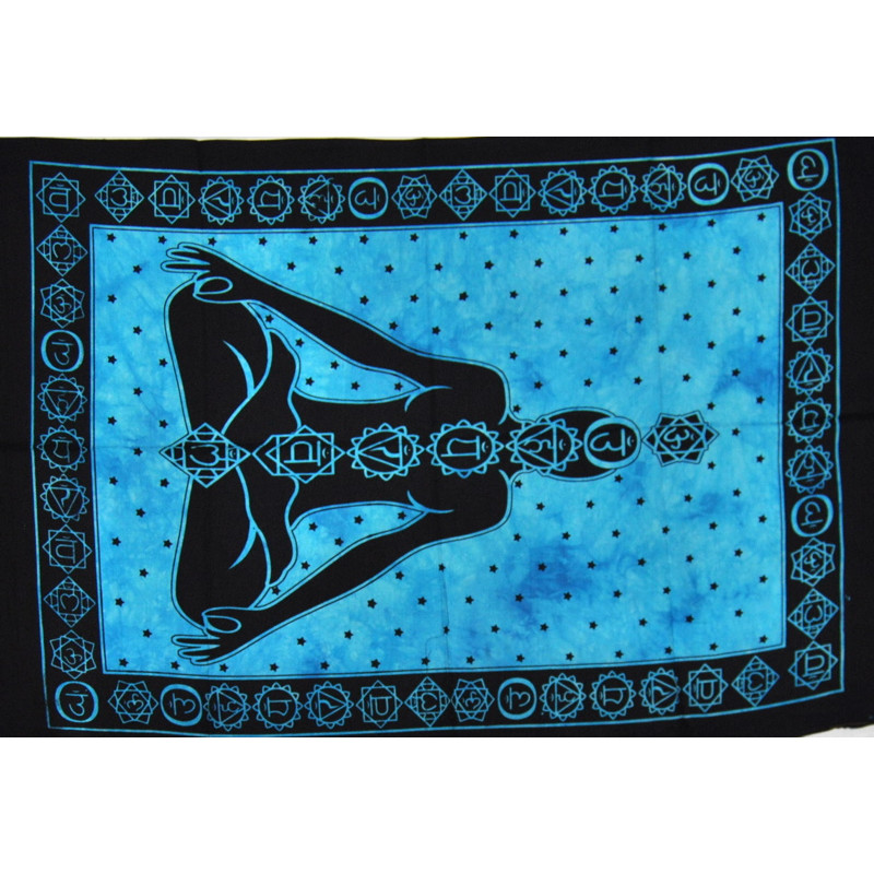 Mini tenture Bouddha 7 chakras bleu (110 cm X 70 cm)