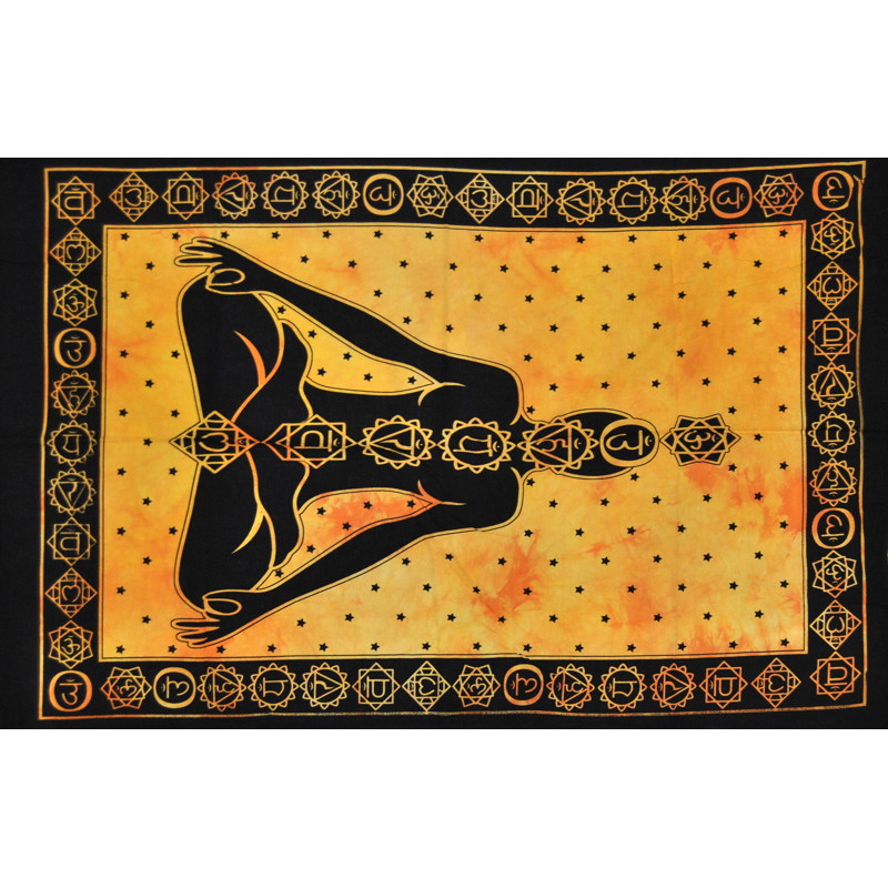 Mini tenture Bouddha 7 chakras jaune (110 cm X 70 cm)