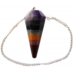 Pendule pierre 7 chakras avec chaine