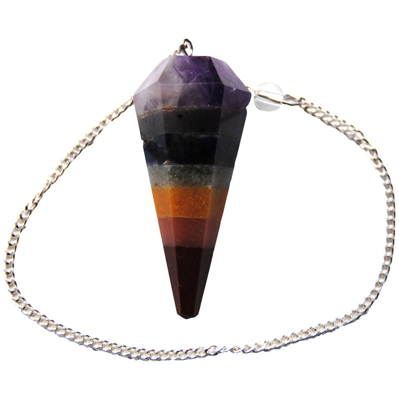 Pendule pierre 7 chakras avec chaine