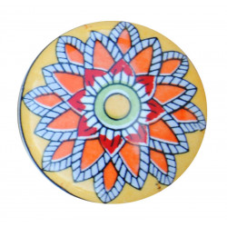 Pomos de cajón de loza amarilla con estampado de flores