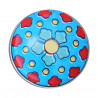 Boutons de tiroirs en faience bleu motif fleur