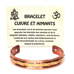 Bracelet Cuivre et Aimants torsade Dorée