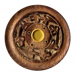 Porte encens en bois rond sculpté