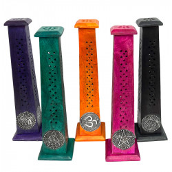 Porte encens bois tour colorés