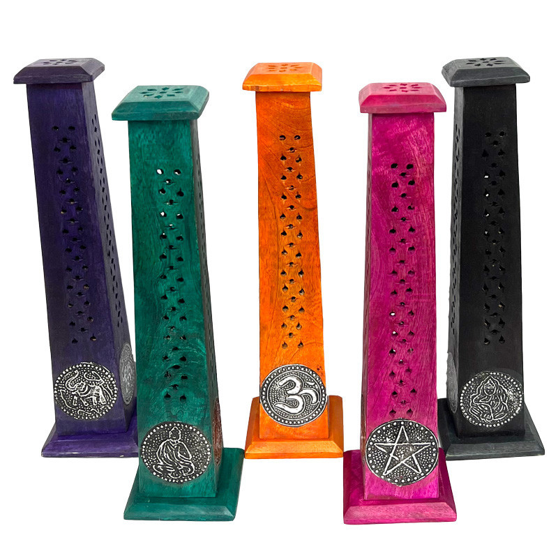 Porte encens bois tour colorés