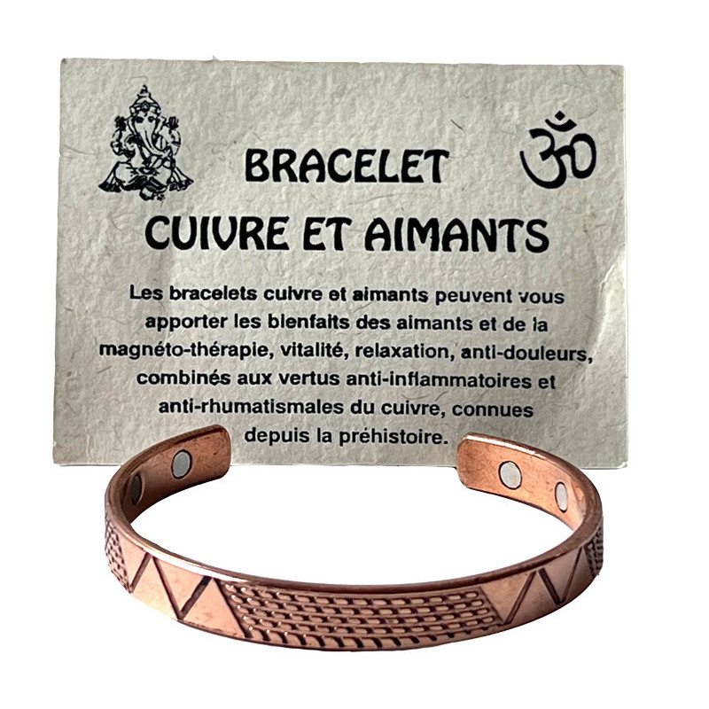 Bracelet fin Cuivre et Aimants motif géométrique