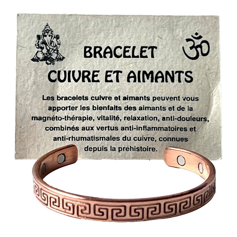 Bracelet fin cuivre et aimants motif Grec