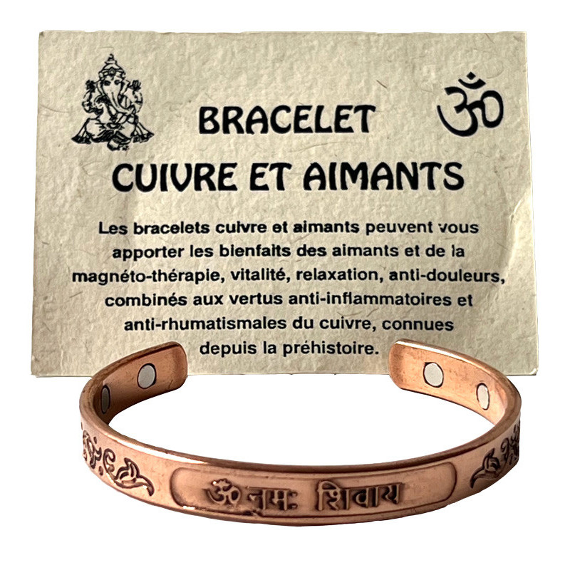 Dünnes Armband aus Kupfer und Magneten Om Namah Shivaya