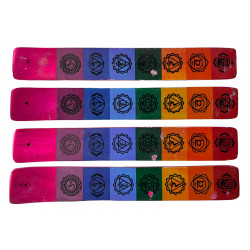 Gondole porte-encens en bois 7 chakras abimé